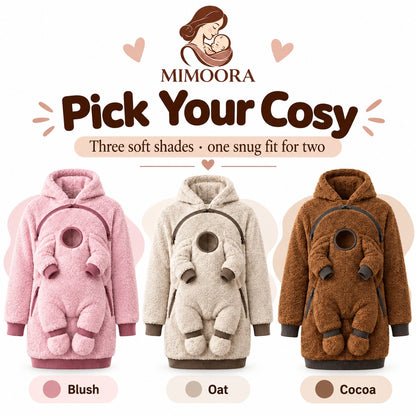 MIMOORA hoodie colours: Blush, Oat and Cocoa